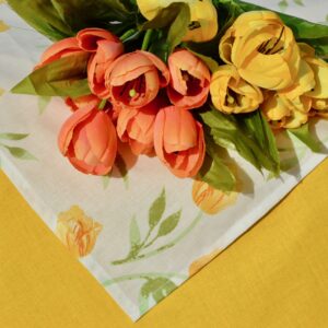 Tulipános asztalterítő – Alíz sárga tulipánjai garnitúra