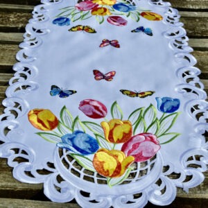 Tulipáncsokros terítő – riselt tulipánok 85×40 cm