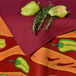 Paprikás terítő – bordó, narancs csíkos