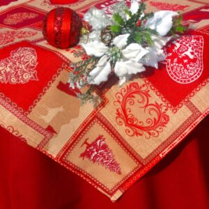Karácsonyi asztalterítő bordó - adventi terítő garnitúra