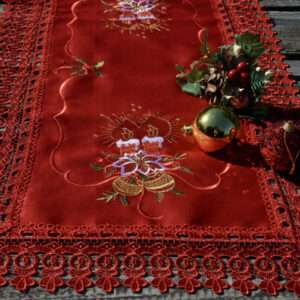 Bordó karácsonyi futó – bordó gyertyával 90×45 cm