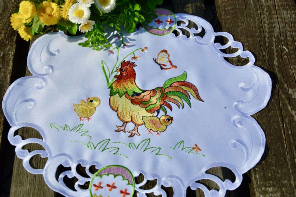 Húsvéti kis terítő - baromfiudvar 30 cm kör