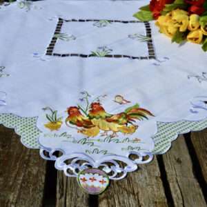 Húsvéti asztalközép – baromfiudvar 85×85 cm