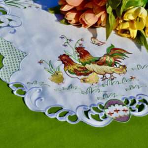 Húsvéti asztali futó – baromfiudvar terítő 90×40 cm