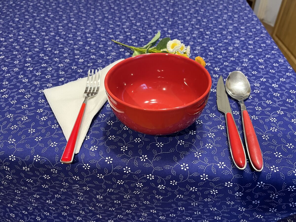 Kékfestő abrosz - apró margarétás terítő