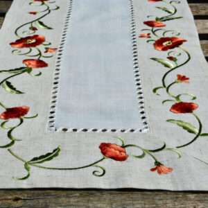 Pipacsos asztali futó – gépi hímzett 9×40 cm