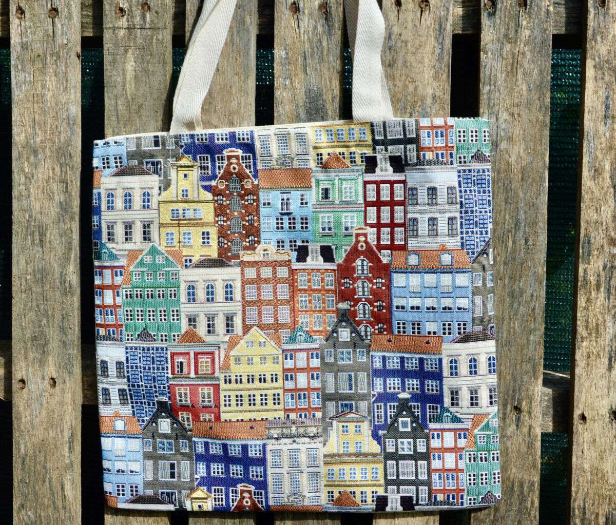 Gobelin bevásárlótáska - házak 45x45 cm